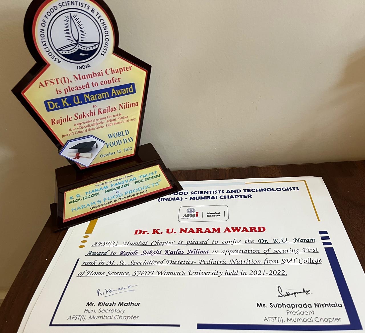 Dr. K. U. Naram Award